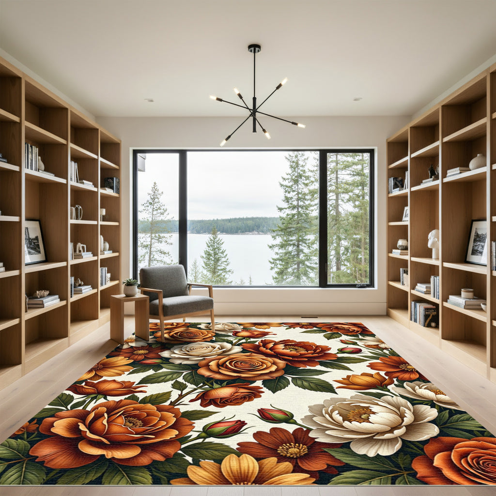 Rustic Amber Rose Blossom Arrangement Rug