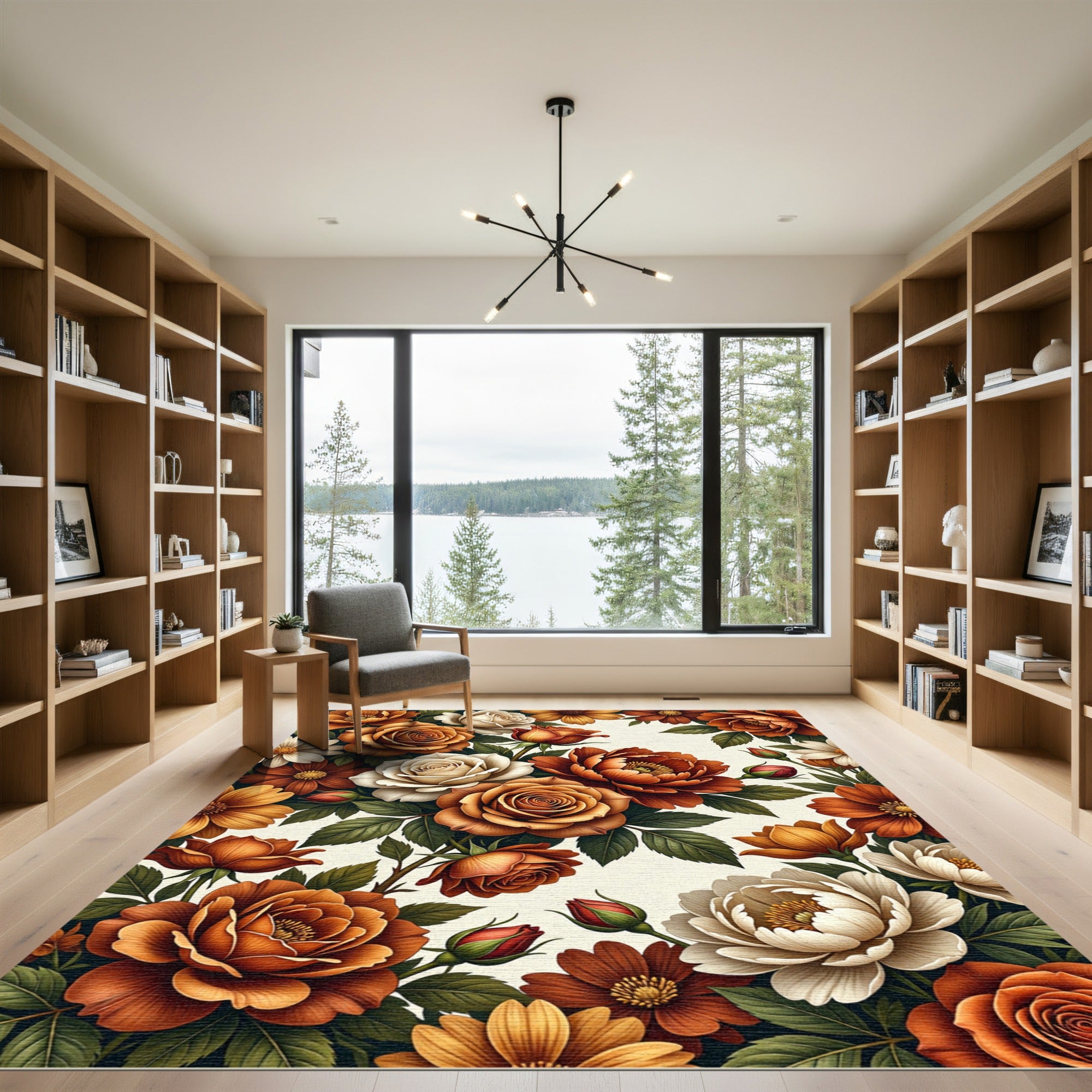 Rustic Amber Rose Blossom Arrangement Rug