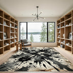 Dynamic Black Splatter Grunge Burst Rug