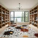 Abstract Earthy Brown Ink Splatter Rug