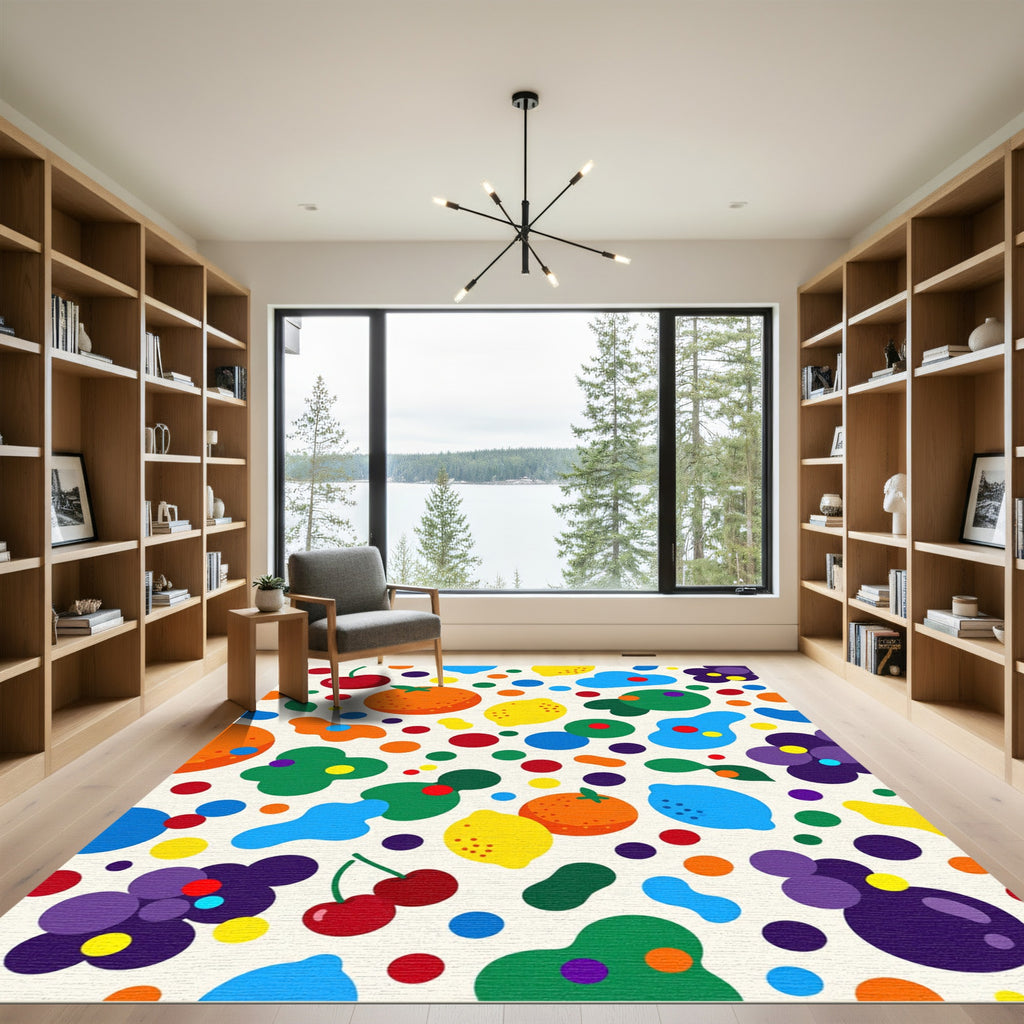 Playful Colorful Fruit Salad Pop Art Rug