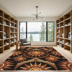 Golden Celestial Pyramid Sun Geometric Area Rug