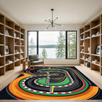 Vibrant Racing Track Circuit Graphic Rug