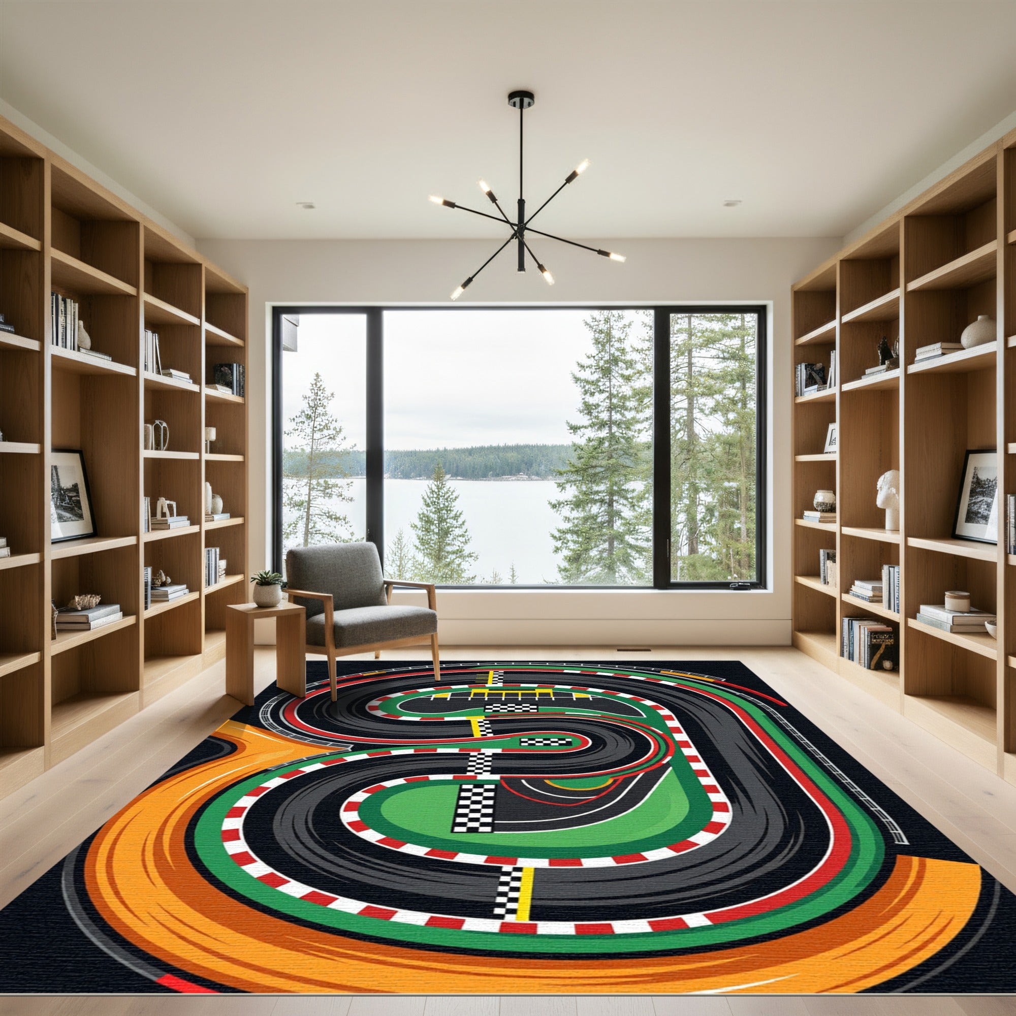 Vibrant Racing Track Circuit Graphic Rug