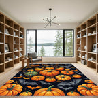 Spooky Jack O Lantern Bat Halloween Rug