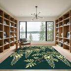 Cream Wisteria Vine Emerald Background Rug