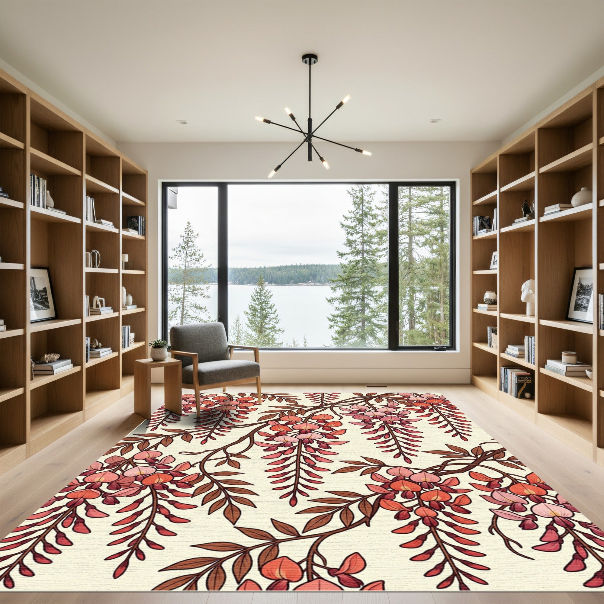 Charming Terracotta Wisteria Floral Hanging Vine Rug