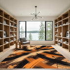 Brown Beige Black Orange Brushstrokes Rug