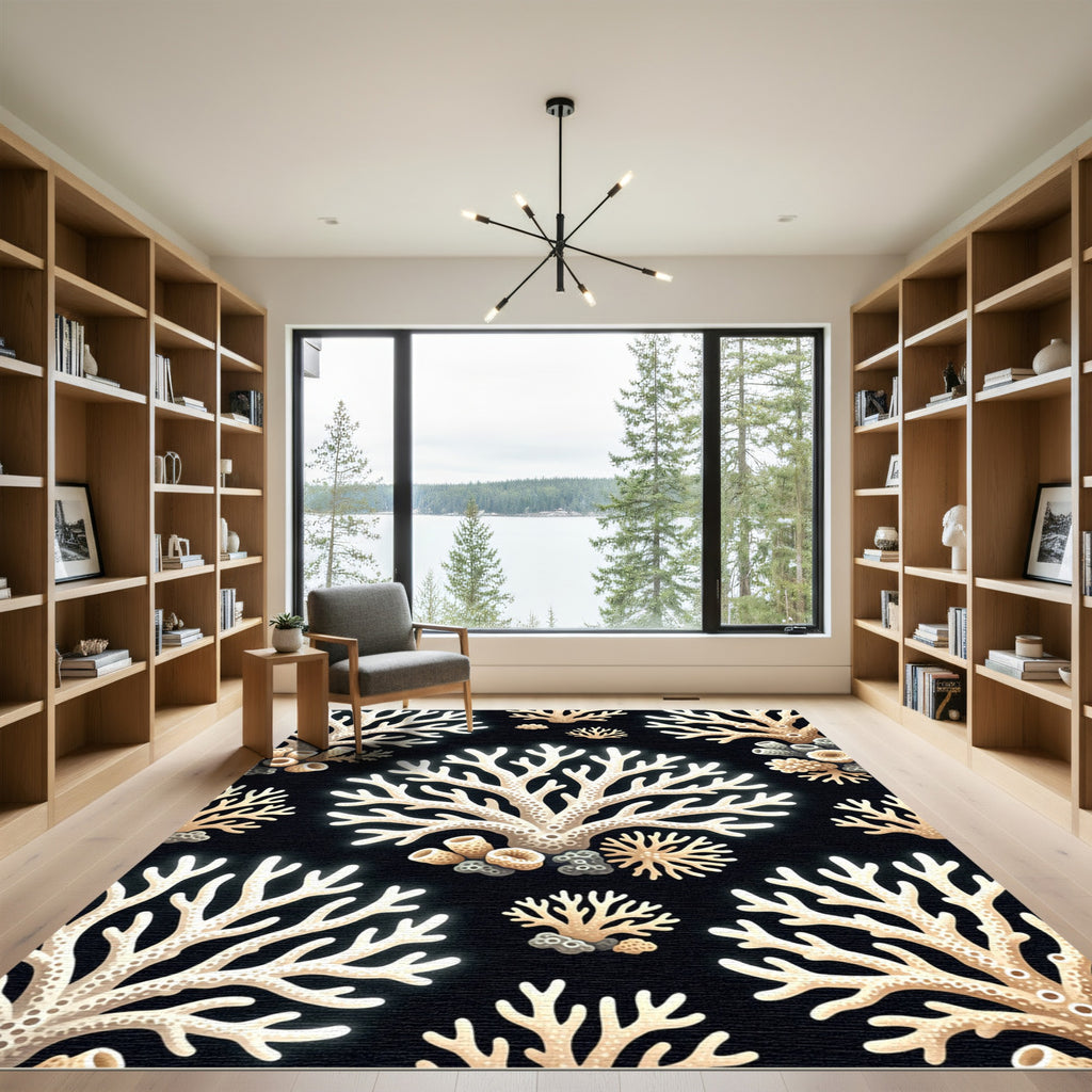 Cream Coral Reef Pattern Rug