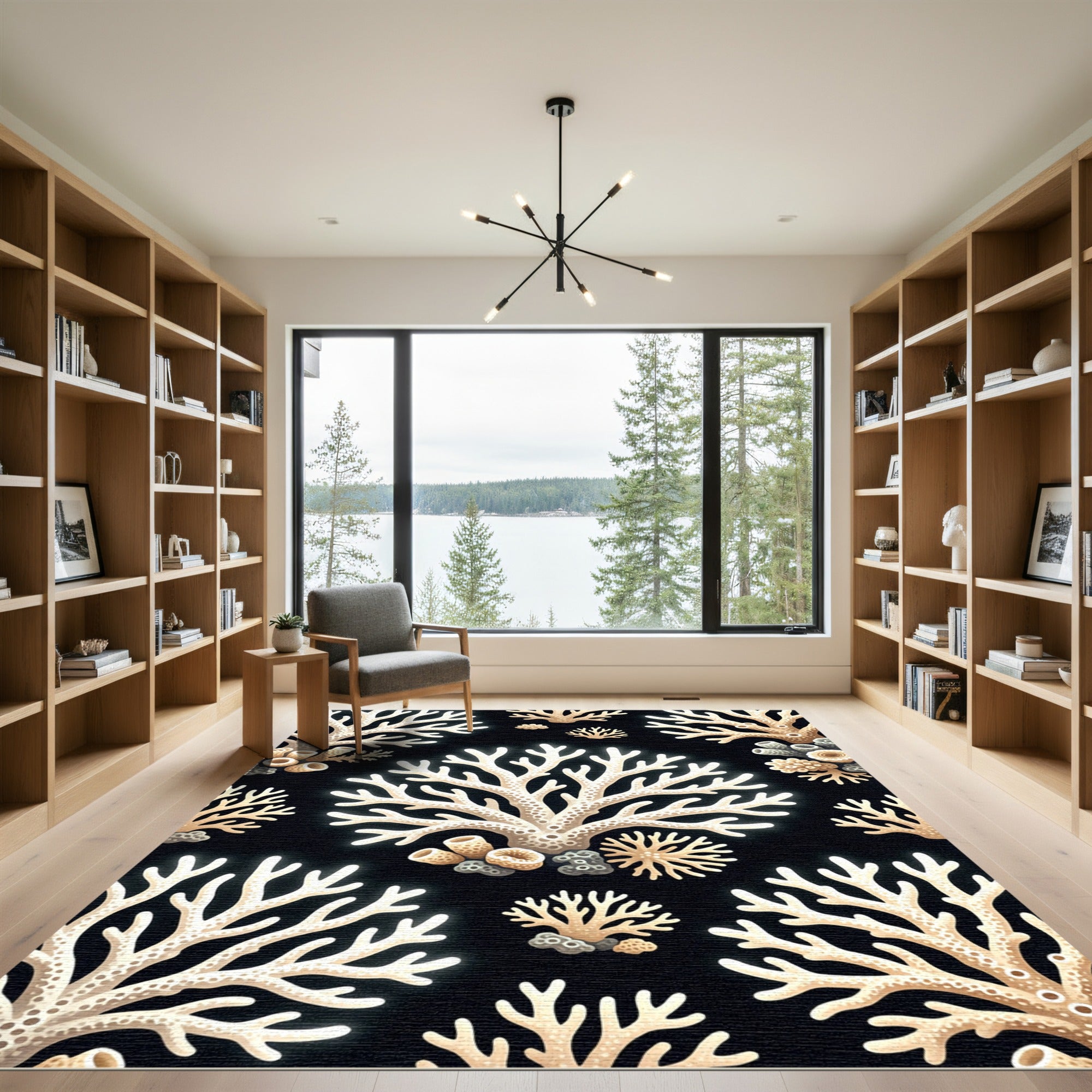 Cream Coral Reef Pattern Rug