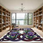 Art Nouveau Iris Floral Border Rug