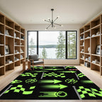 Neon Pixel Jet Stream Checkered Flag Rug