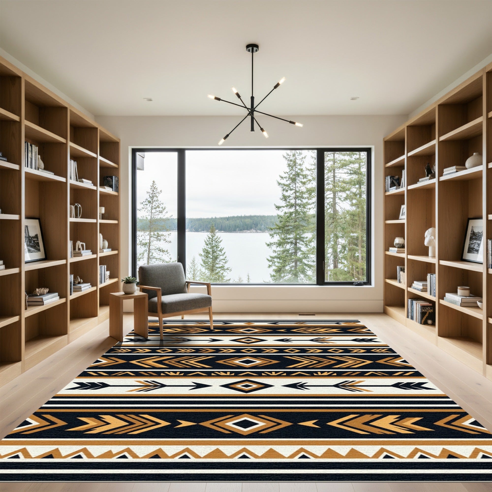 Bold gold arrow diamond stripe Rug