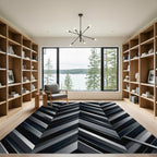 Dark Gray Tonal Chevron Stripes Rug