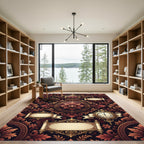 Regal Red Floral Gilded Scrollwork Rug