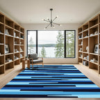 Abstract Blue Stripe Composition Rug