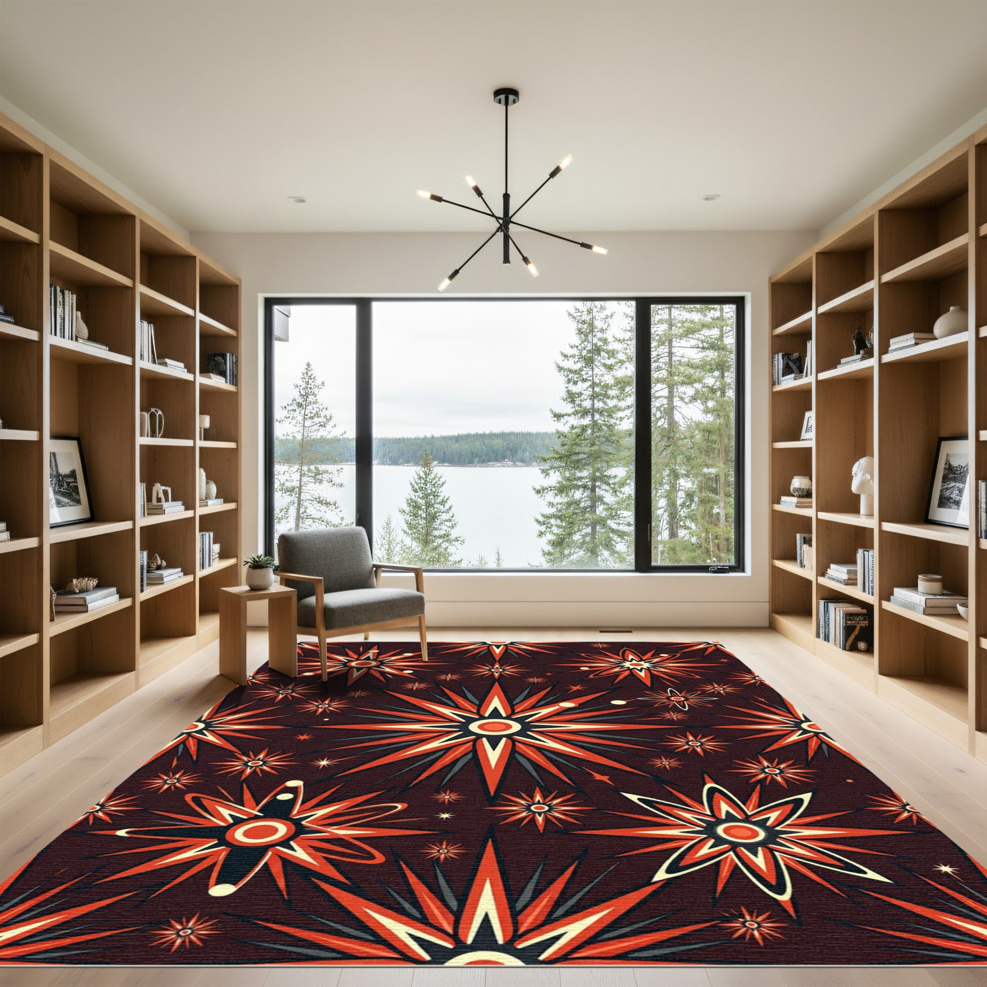 Retro Starburst Orange and Cream Rug