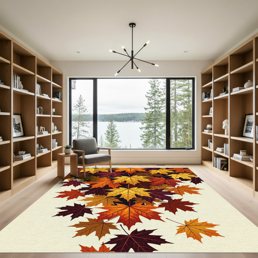 Vibrant Autumnal Maple Leaf Cascade Rug