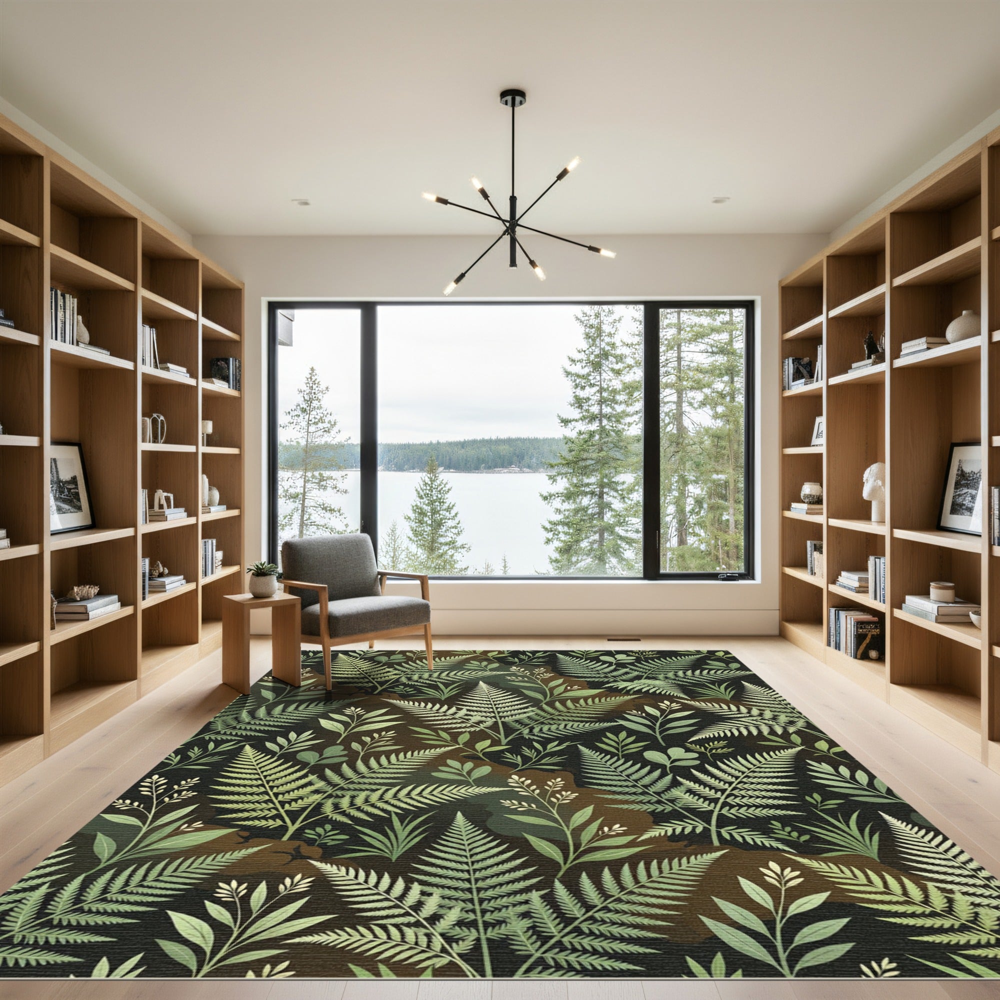 Verdant Fern Forest Woodland Rug