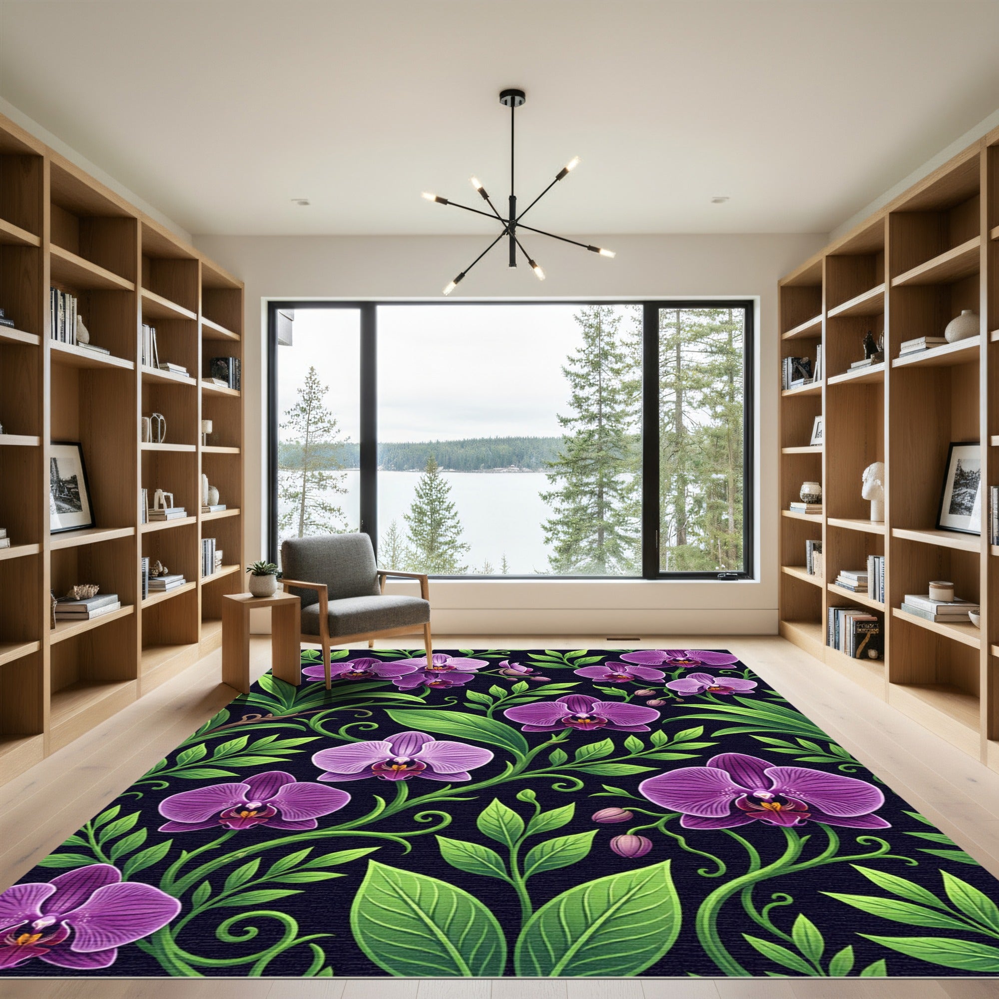 Vibrant Purple Orchid Garden Rug