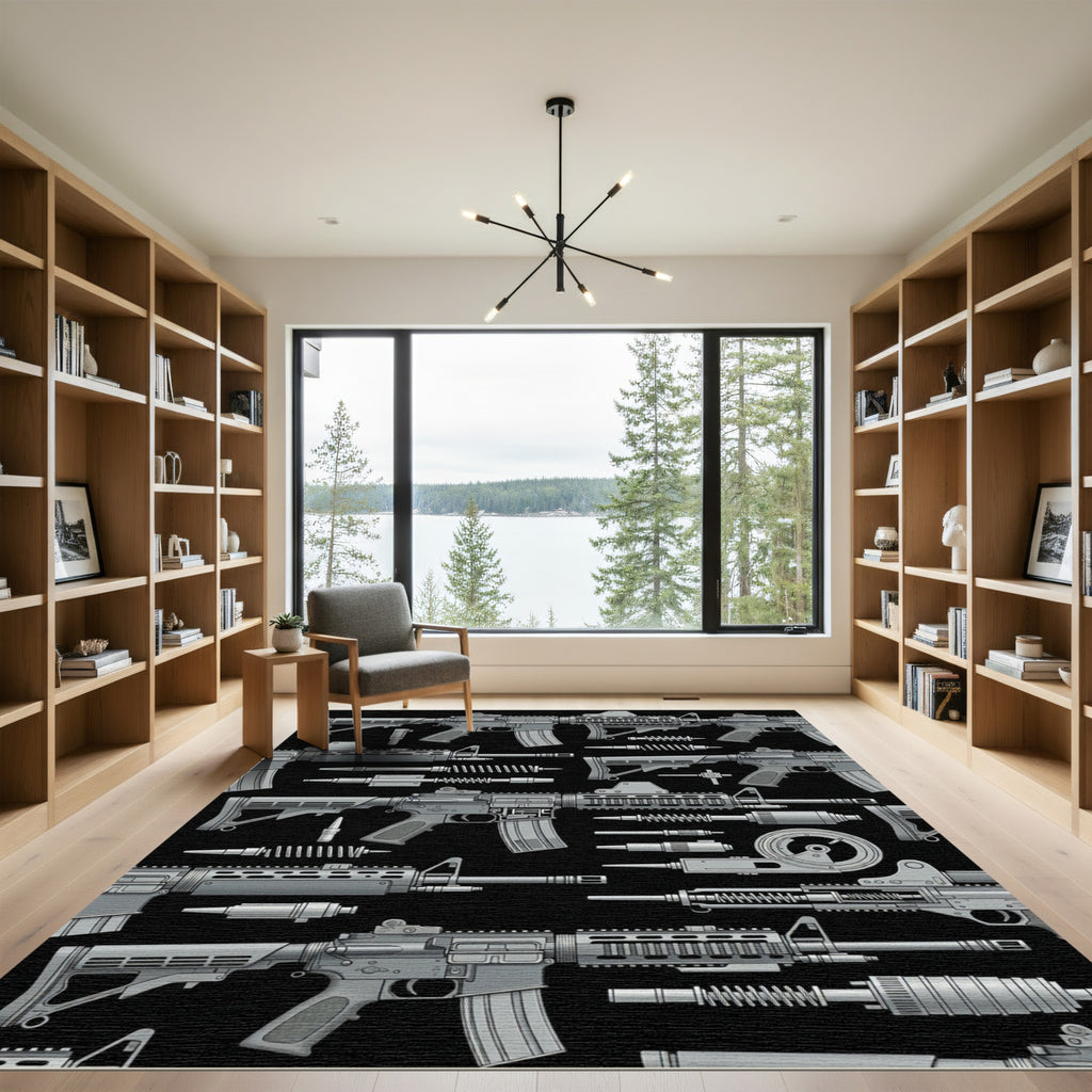 Tactical Monochrome Rifle Components Rug