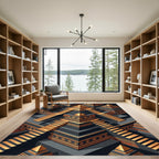 Modern Gold Tribal Step Pyramid Rug