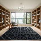Charcoal Grid Tessellation Geometric Rug