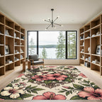 Vintage Pink Hibiscus Medallion Rug