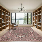 Vintage Rose Floral Scroll Centerpiece Rug