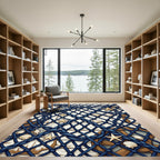 Coastal Navy Rope Starfish Shell Rug