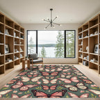 Whimsical Blush Butterfly Woodland Garden Rug