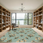 Delicate White Blossom Botanical Arrangement Rug