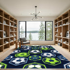 Dynamic Soccer Hexagon Vector Illustration Rug