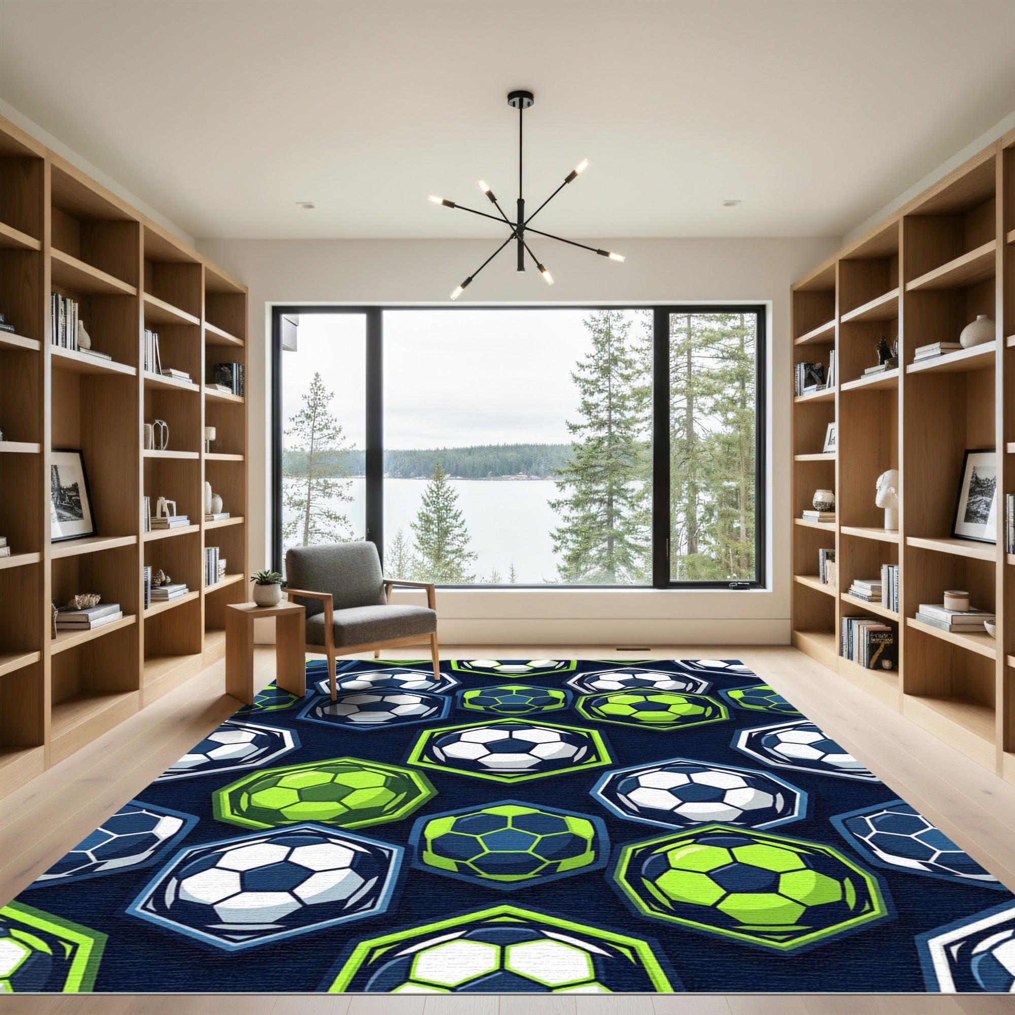 Dynamic Soccer Hexagon Vector Illustration Rug