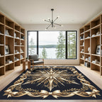 Ornate Gold Starburst Ribbon Frame Rug