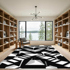 Geometric Monochrome Optical Illusion Staircase Rug