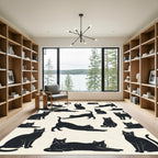 Minimalist Black Cat Silhouette Illustration Rug