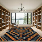 Tribal Orange Staircase Geometric Rug