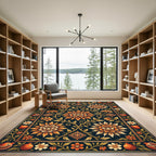 Midnight Amber Floral Pomegranate Medallion Rug
