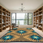 Bold Turquoise Starburst Terrace Pattern Rug