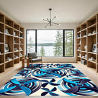 Cool Blue Propeller Abstract Rug