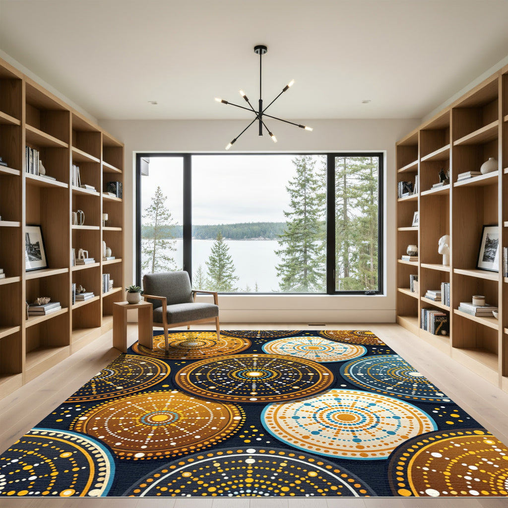 Circular Dot Sunburst Medallion Rug