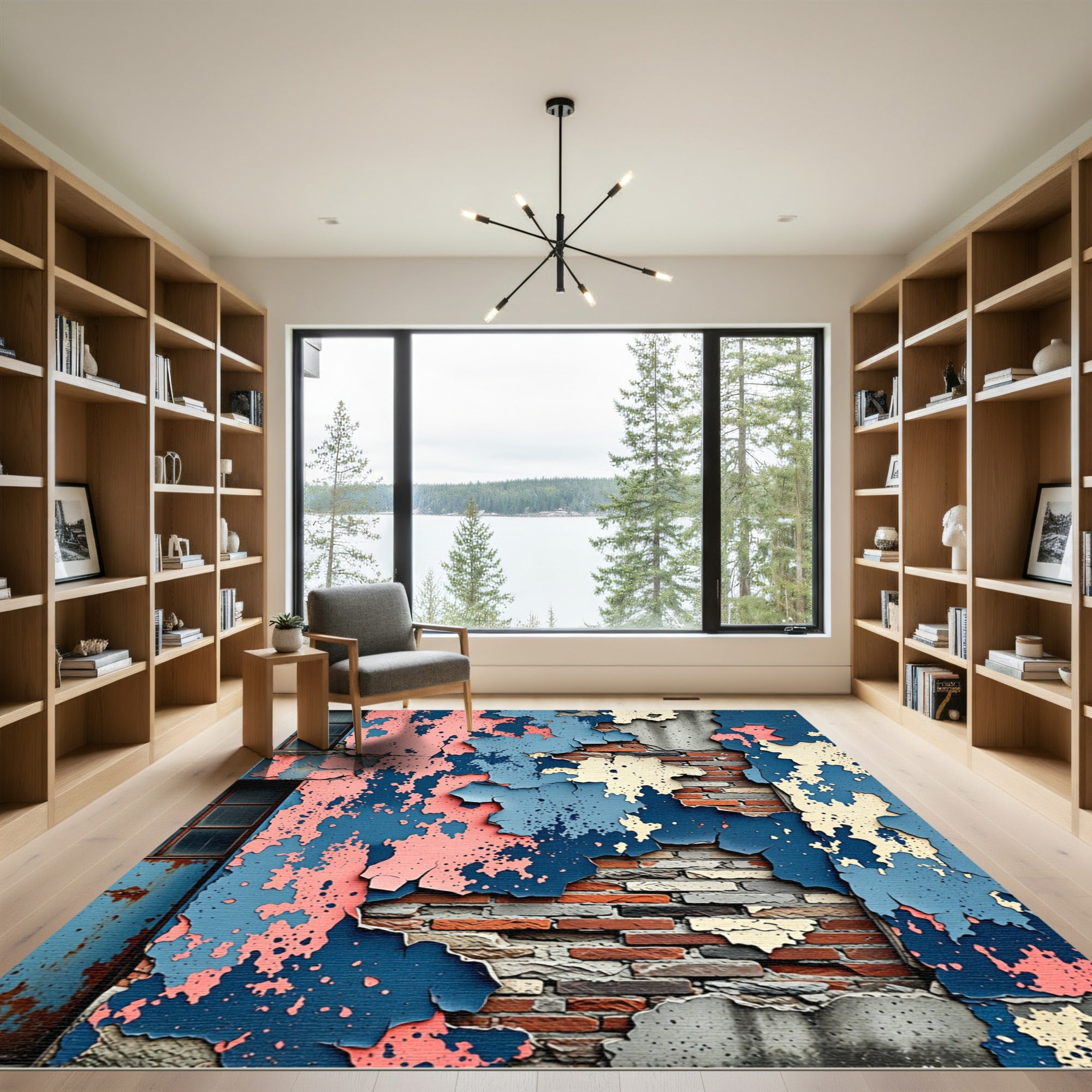 Peeling Pink Blue Textured Wall Rug