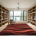Fiery Red Wave Flow Rug
