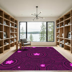 Fuchsia Floral Concentric Swirl Rug