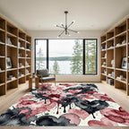 Crimson Blush Splatter Hearts Rug