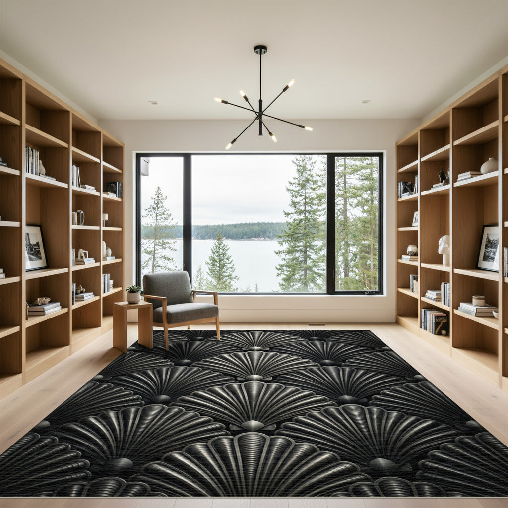 Art Deco Metallic Fan Composition Rug