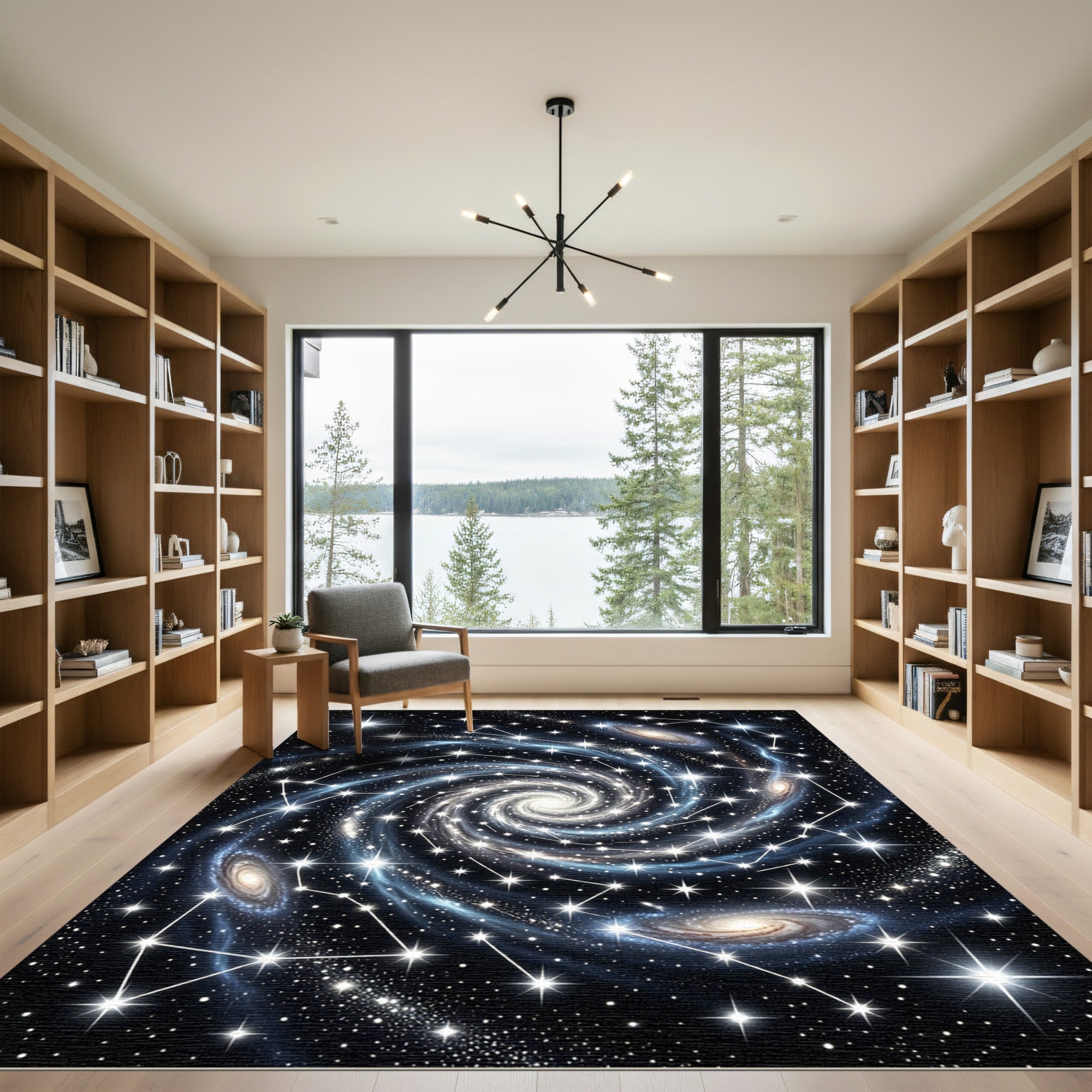 Cosmic Swirling Nebula Starry Night Rug