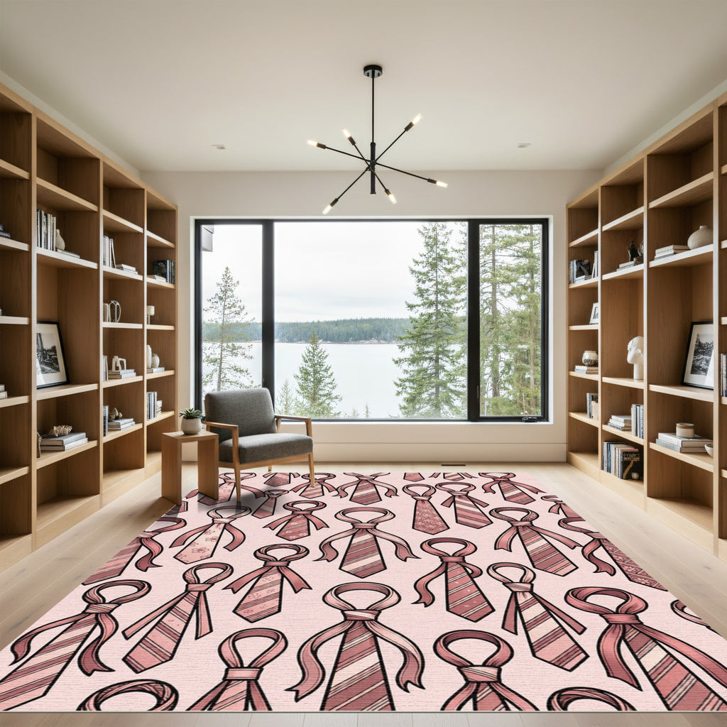 Pink Necktie Floral Stripe Medallion Rug