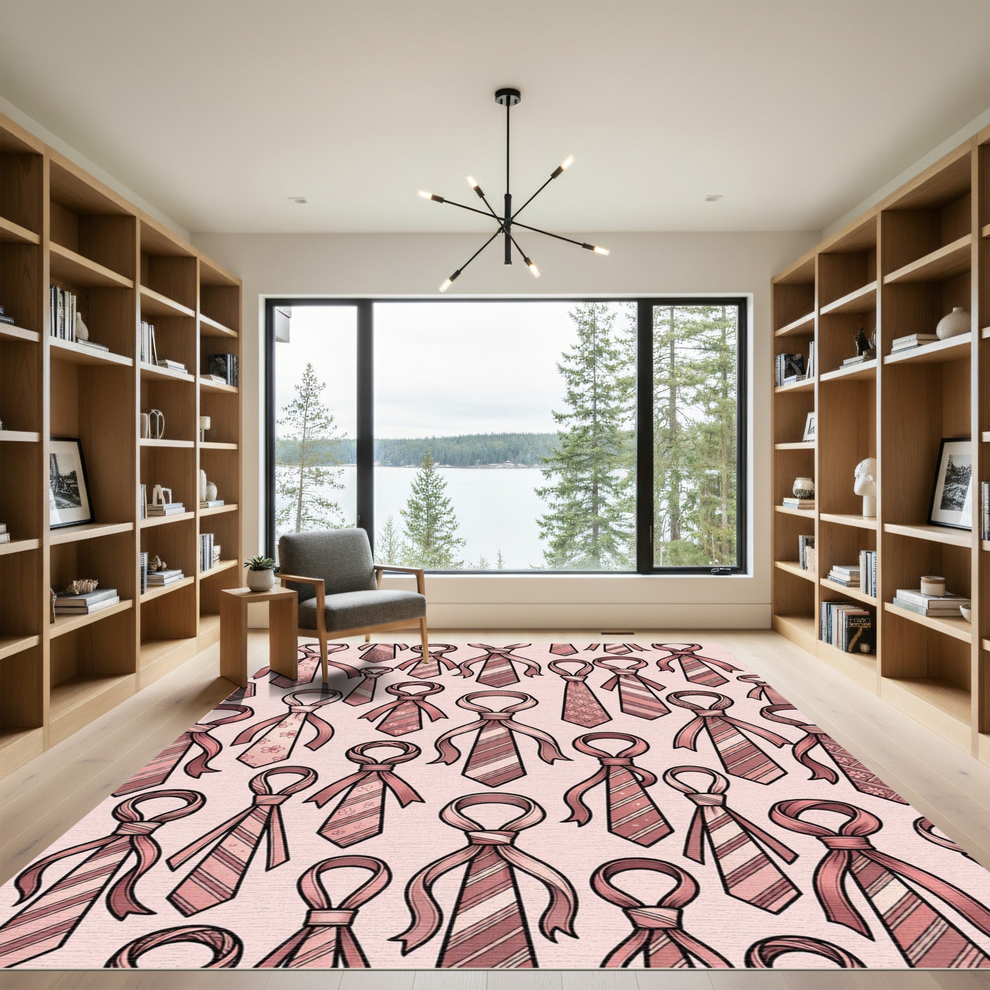 Pink Necktie Floral Stripe Medallion Rug